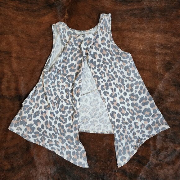 Women's Tie Back Leopard Tank Top - Picture 2 of 3
